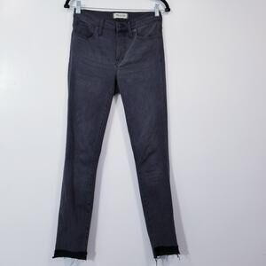 Madewell Jeans 9" High Rise Skinny Gray Denim Raw Hem